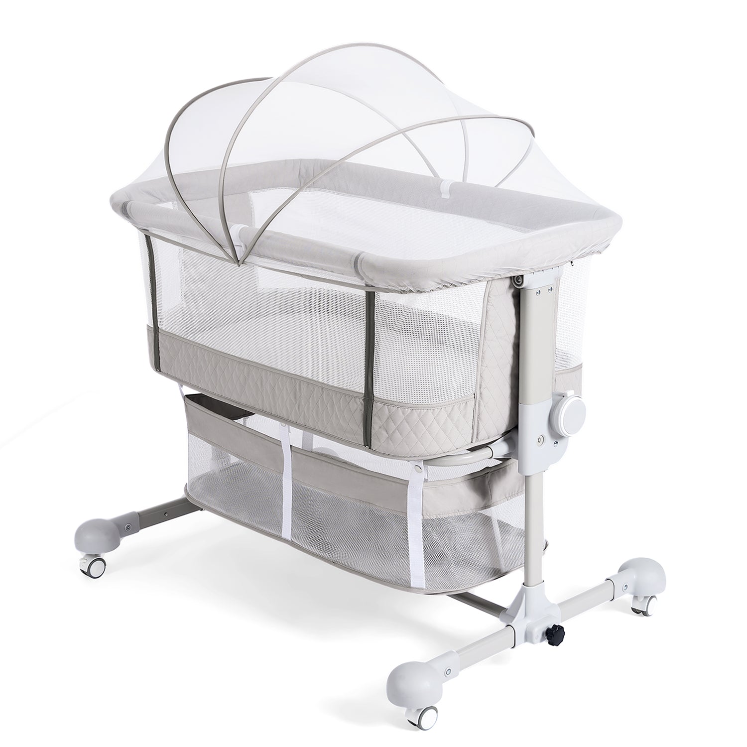 Maydolly Grey Bassinet Cirb Newborn Bassinet to Infant Height Angle Adjustable Breathable and Comfortable Grey